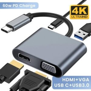 Adaptateur Multiport USB-C 4-en-1 (4K, 60W PD)